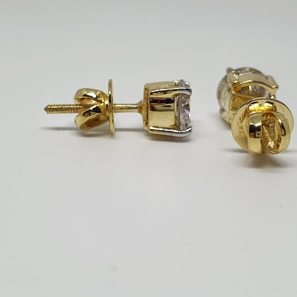 2 Ct Round Moissanite Stud Earring 14k Yellow Gold - Picture 4 of 4